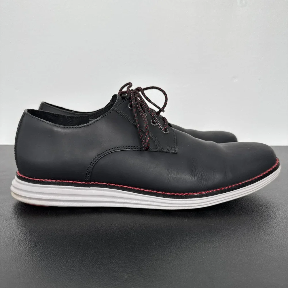 Cole Haan OriginalGrand Plain Toe Oxford Black Red Leather Mens 9.5 M C27997